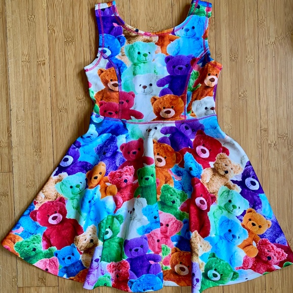 Children’s Place Colorful Teddy Bear Print Dress Kids Small (5/6) - Picture 1 of 9